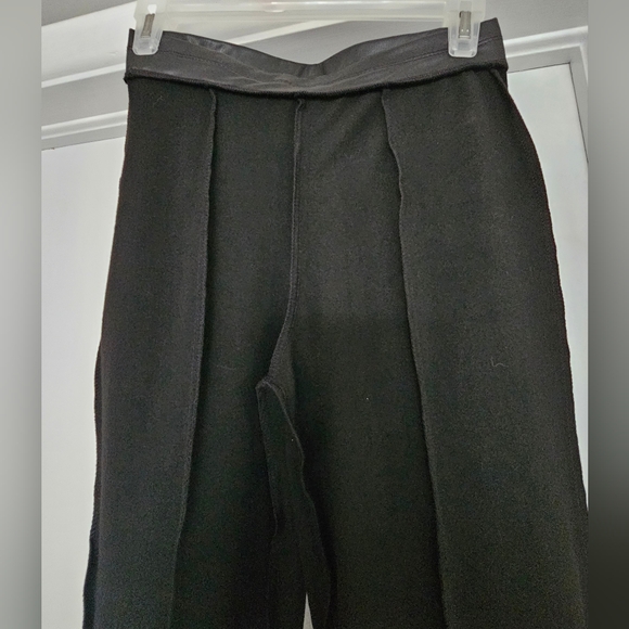 Black Faux Leather Pants with Ankle Slits.  Size Small - Picture 9 of 12